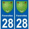 28 Faverolles escudo de armas de la etiqueta engomada de la placa de pegatinas de la ciudad