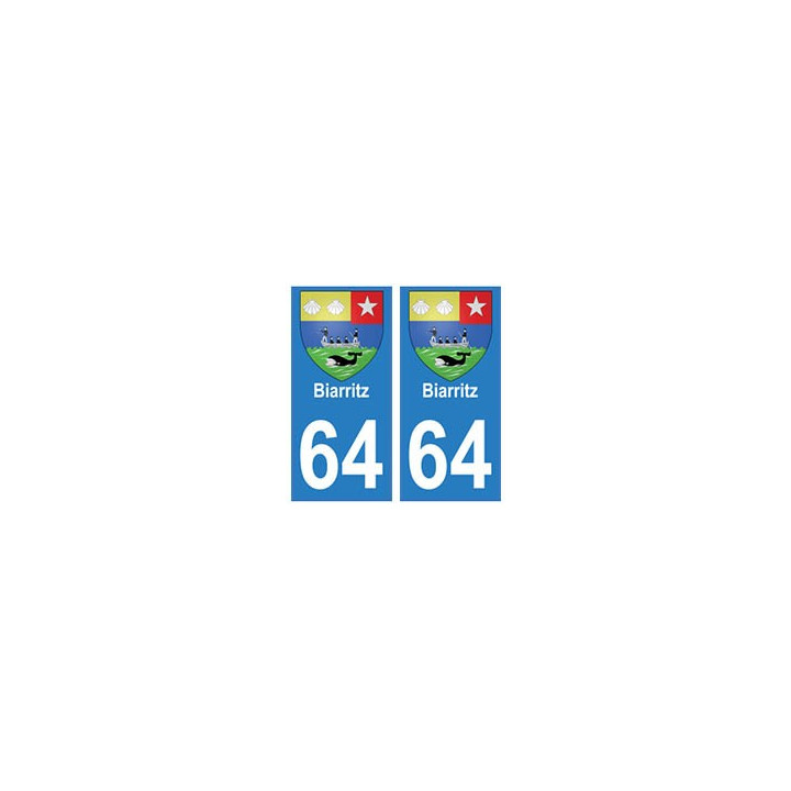 64 Biarritz autocollant plaque immatriculation ville