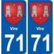 71 Vire blason autocollant plaque stickers ville