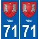 71 Vire blason autocollant plaque stickers ville