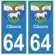 64 Ciboure autocollant plaque immatriculation ville