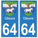 64 Ciboure autocollant plaque immatriculation ville