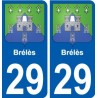 29 de Brélès escudo de armas de la etiqueta engomada de la placa de pegatinas de la ciudad