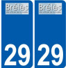 29 de Brélès logotipo de la etiqueta engomada de la placa de pegatinas de la ciudad