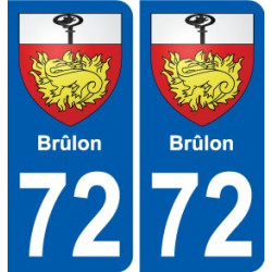 72 Brûlon coat of arms sticker plate stickers city