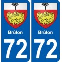 72 Brûlon escudo de armas de la etiqueta engomada de la placa de pegatinas de la ciudad