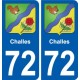 72 Challes blason autocollant plaque stickers ville
