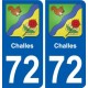 72 Challes blason autocollant plaque stickers ville