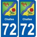 72 Challes blason autocollant plaque stickers ville