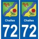 72 Challes blason autocollant plaque stickers ville