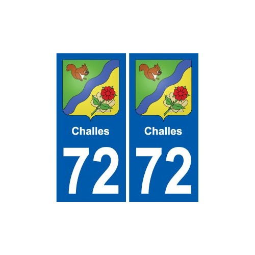 72 Challes blason autocollant plaque stickers ville