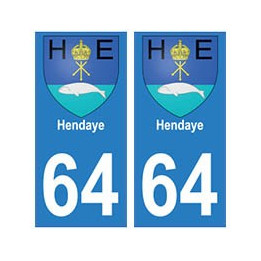 64 Hendaye autocollant plaque immatriculation ville