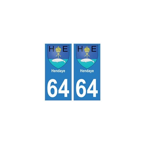 64 Hendaye autocollant plaque immatriculation ville