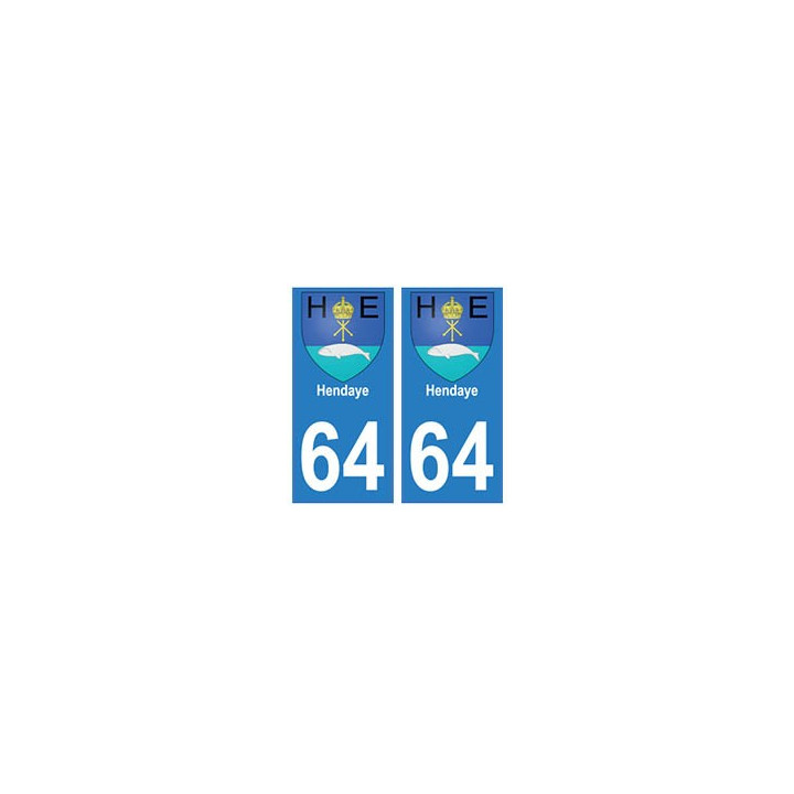 64 Hendaye autocollant plaque immatriculation ville