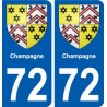 72 Champagne blason autocollant plaque stickers ville