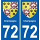 72 Champagne blason autocollant plaque stickers ville