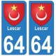 64 Lescar autocollant plaque immatriculation ville