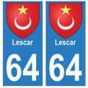 64 Lescar sticker plate registration city