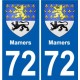 72 Mamers escudo de armas de la etiqueta engomada de la placa de pegatinas de la ciudad