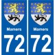 72 Mamers escudo de armas de la etiqueta engomada de la placa de pegatinas de la ciudad