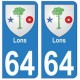 64 Lons autocollant plaque immatriculation ville