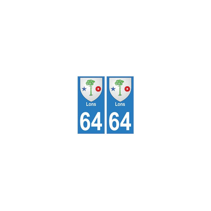 64 Lons autocollant plaque immatriculation ville