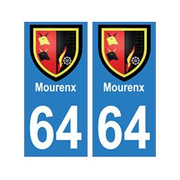 64 Mourenx autocollant plaque immatriculation ville