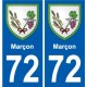 72 Marçon escudo de armas de la etiqueta engomada de la placa de pegatinas de la ciudad