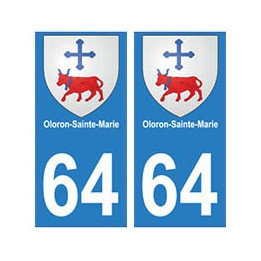 64 Oloron-Sainte-Marie autocollant plaque immatriculation ville
