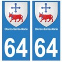 64 Oloron-Sainte-Marie autocollant plaque immatriculation ville