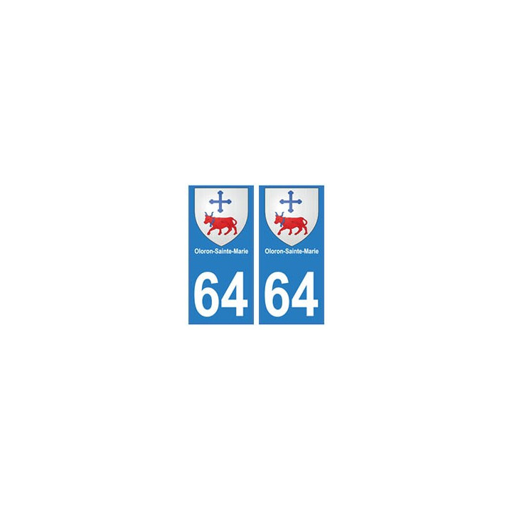 64 Oloron-Sainte-Marie autocollant plaque immatriculation ville