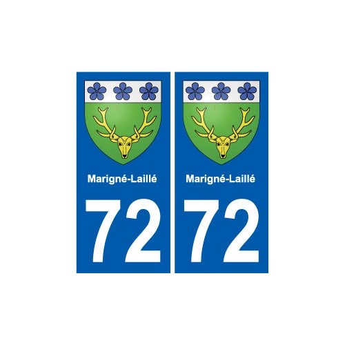 72 Marigné-Laillé coat of arms sticker plate stickers city
