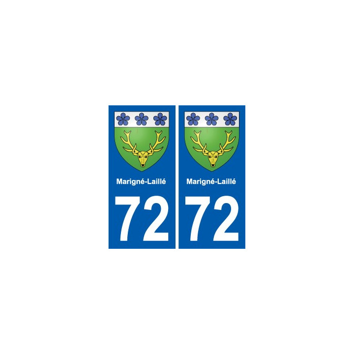72 Marigné-Laillé escudo de armas de la etiqueta engomada de la placa de pegatinas de la ciudad