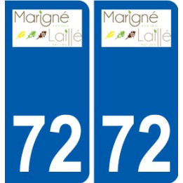 72 Marigné-Laillé escudo de armas de la etiqueta engomada de la placa de pegatinas de la ciudad