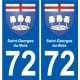 72 Saint-Georges-du-Bois escudo de armas de la etiqueta engomada de la placa de pegatinas de la ciudad
