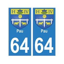 64 Pau autocollant plaque immatriculation ville