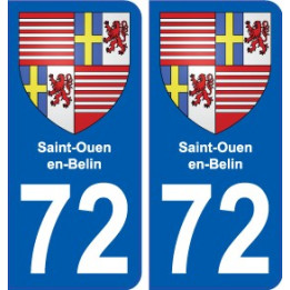 72 Saint-Ouen-en-Belin escudo de armas de la etiqueta engomada de la placa de pegatinas de la ciudad