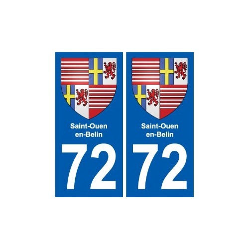 72 Saint-Ouen-en-Belin escudo de armas de la etiqueta engomada de la placa de pegatinas de la ciudad