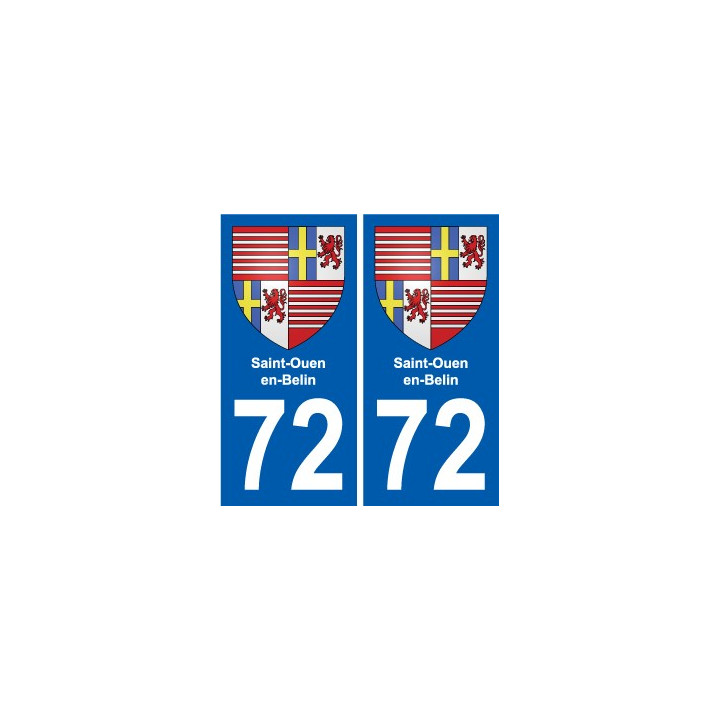 72 Saint-Ouen-en-Belin escudo de armas de la etiqueta engomada de la placa de pegatinas de la ciudad