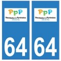 64 Pau logo autocollant plaque immatriculation ville