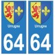 64 Urrugne logo autocollant plaque immatriculation ville