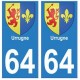 64 Urrugne logo autocollant plaque immatriculation ville
