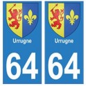 64 Urrugne logo autocollant plaque immatriculation ville