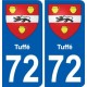 72 Tuffé coat of arms sticker plate stickers city