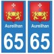 65 Aureilhan ville autocollant plaque
