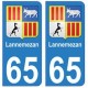 65 Lannemezan ville autocollant plaque
