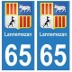 65 Lannemezan ville autocollant plaque