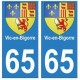 65 Vic-en-bigorre ville autocollant plaque