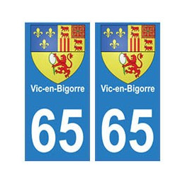 65 Vic-en-bigorre ville autocollant plaque