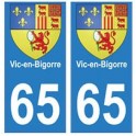 65 Vic-en-bigorre ville autocollant plaque